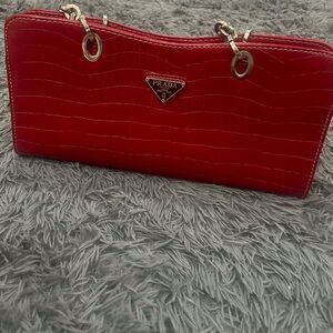 Prada Scarlet Croc-Embossed Wallet